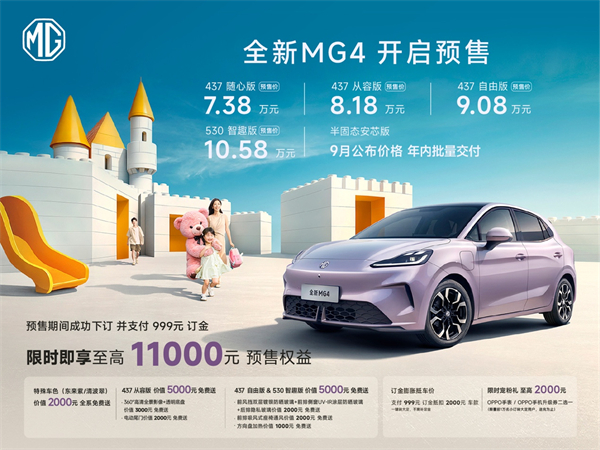 The all-new MG4 features the only integrated thermal management system in its class and an ultra-long range of 530km. Pre-sale starts at 73,800 yuan.